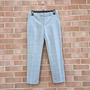 Theory Treeca Pant in Cyrus Grid Plaid Stretch Wool Windowpane Size 0 Grey